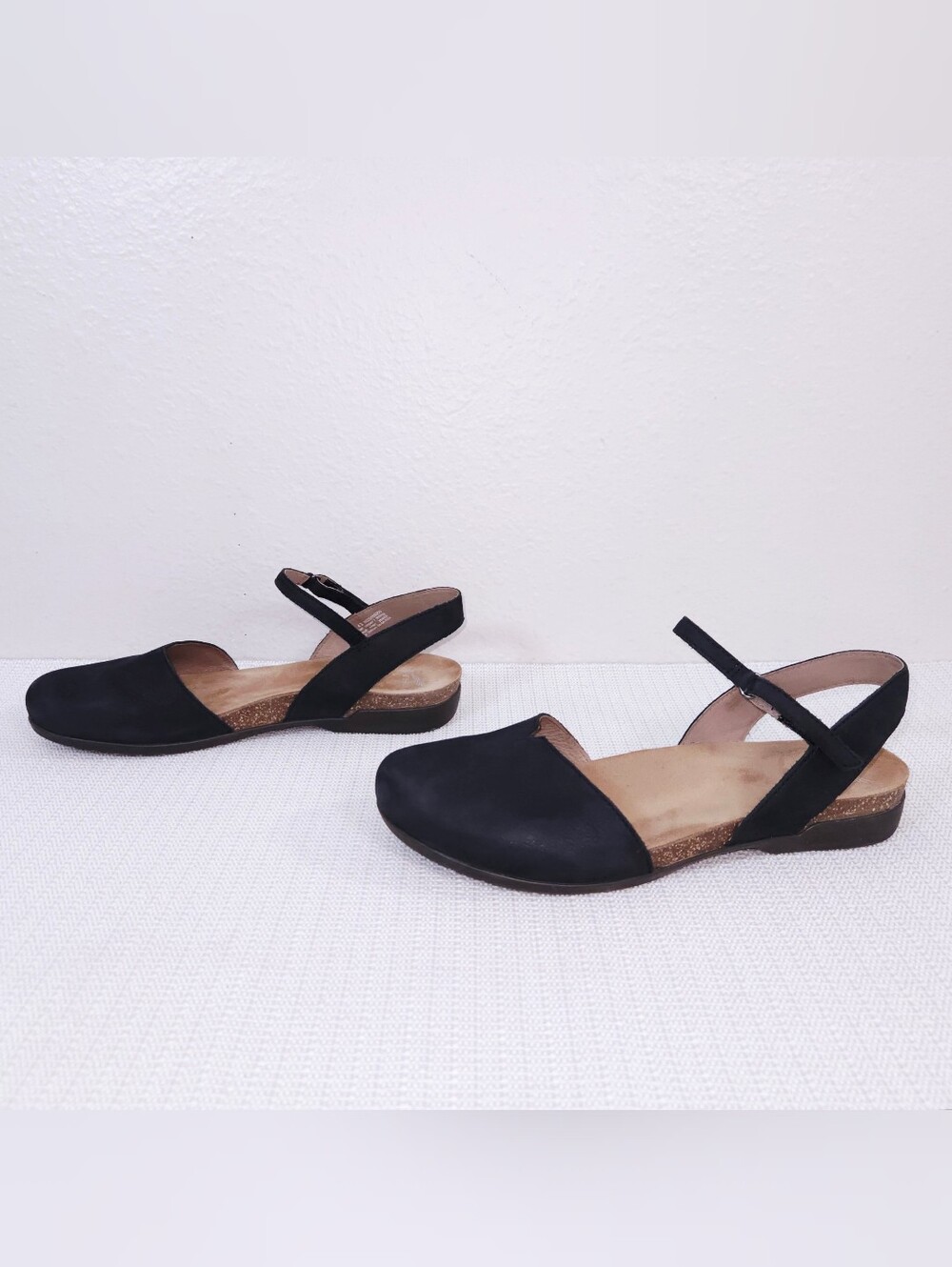 DANSKO Rowan Slingback Mary Jane Sandals Black Nubuck Flats EU 43